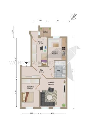 NEU renovierte 3-Raum-Balkon-Wohnung mit Abstellraum und Balkon - Foto 1