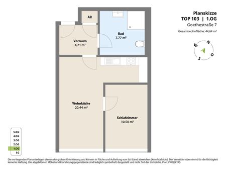 Ideal aufgeteilte 2 Zimmerwohnung mit Küche - Nähe Landstraße - Photo 5