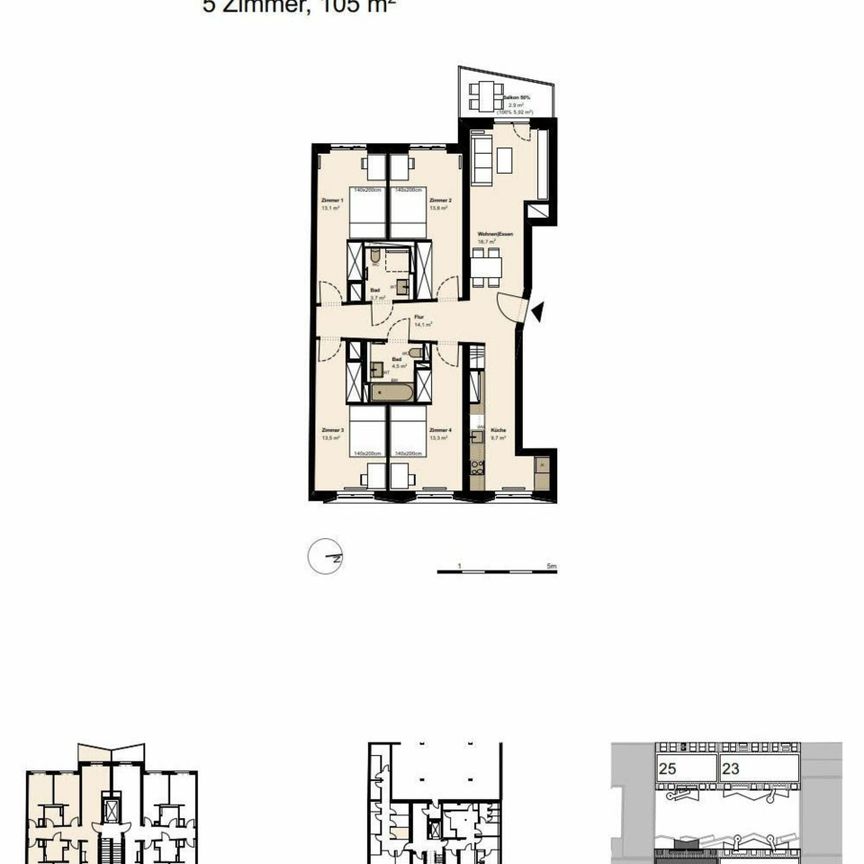 MITTE | Neubau 5-Zi.-Whg. mit Balkon | Optimal: 4-Pers-WG oder Familie - Photo 1