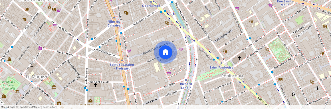 Rue Saint Sebastien, few meters from the Marais et the Place des Vosges 75011 Paris (11e arrondissement)