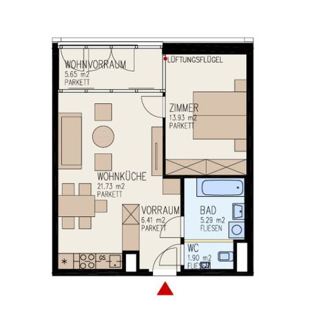 Lichtdurchflutete 2-Zimmer-Wohnung mit moderner Küche und Wintergarten in Linz nähe WIFI zu vermieten! - Foto 5