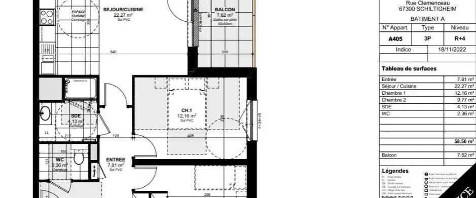 Appartement à louer 3 pièces 58.5m² - Photo 1