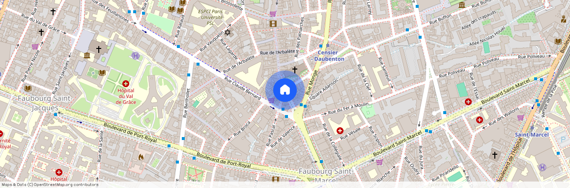 Rue Daubenton entre rue Mouffetard et rue Monge 75005 Paris (5e arrondissement)