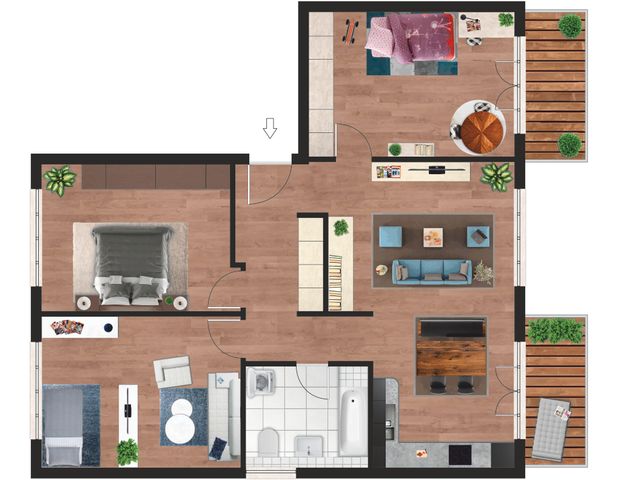 4-Raum-Wohnung mit 2 Balkonen - Photo 1