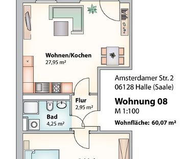 2- Raum- Wohnung, praktisch und frisch saniert in Halles Süden! - Photo 1