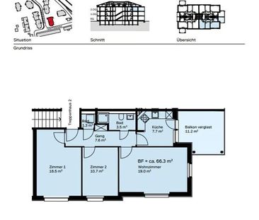 3 Zimmer, 66 m², 2. Stock - Foto 5