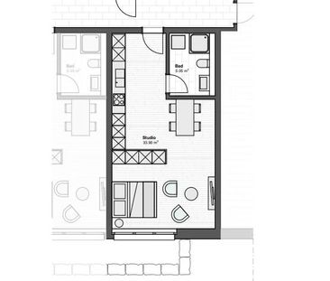1.5 Zimmer, 37 m², EG - Photo 3