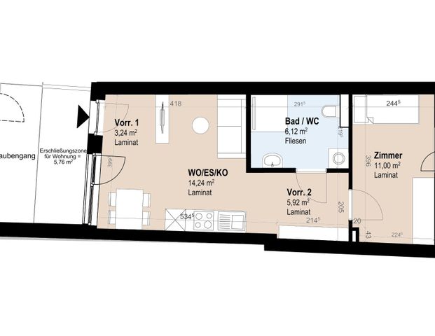 Moderne Neubauwohnung mit 2 Zimmern im 2. Stock - Foto 1