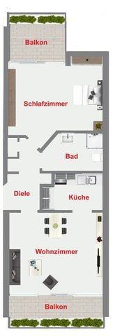 Siegburg-Zange: Schöne 2-Zimmer-Wohnung mit großem Balkon, Garage - Photo 5