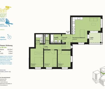 4.5 Zimmer, 110 m², 2. Stock - Foto 6