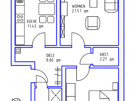 2 Zimmer, Küche, Dusche, Loggia, Tiefgarage, EG rechts - Foto 1