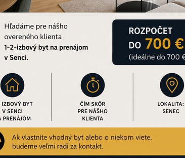 PRENÁJOM - 1 alebo 2-izbový byt SENEC - Fotografia 1