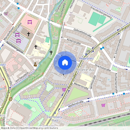 Pöppelstraße, 81541 München Au-Haidhausen ca. 1, 8 km south of Munich-center