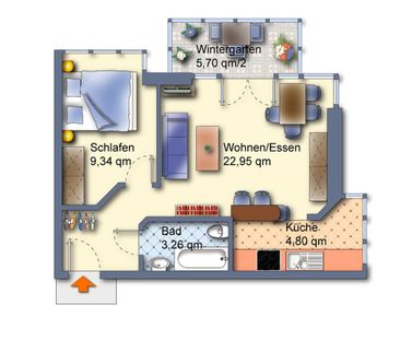 Bremen-Lesum: Moderne Single-Wohnung Einbauküche, Wintergarten. - Photo 4