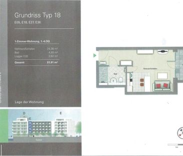 Möbilierte 1 Zimmer-Wohnung für Wochenendpendler, Singles oder Stud... - Foto 6