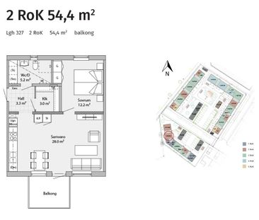 Lgh 327 - 2rok - 54,4m² - Foto 1