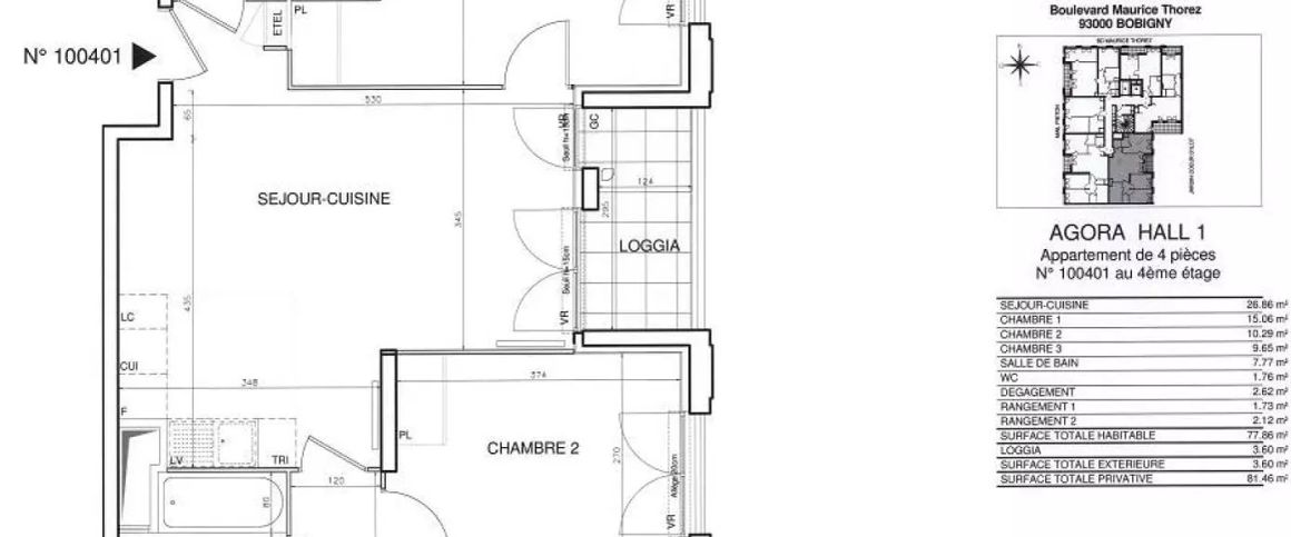 location Appartement T4 DE 76.5m² À BOBIGNY - Photo 1