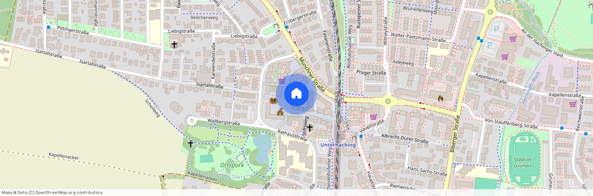 Rathausplatz, 82008 Unterhaching ca. 8, 5 km south of Munich-center