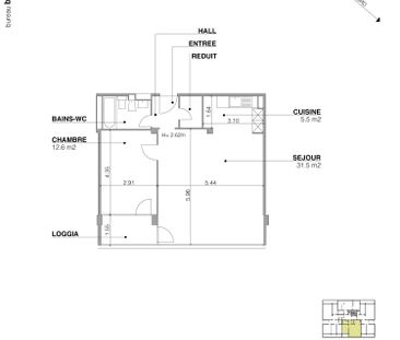 2.5 Zimmer, 58 m², 1. Stock - Foto 6
