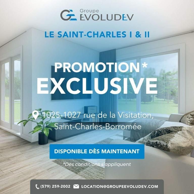 Le Saint-Charles I & II | 3-4 1/2 neufs à louer, SCB - Photo 1