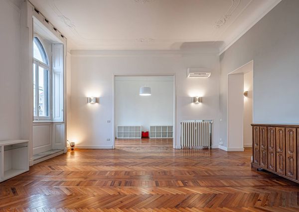 Spacious renovated apartment with balconies in a historic building