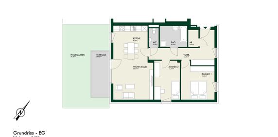 Erstbezug - Sonnige 3-Zimmer-Wohnung im Erdgeschoss mit Terrasse und Privatgarten - Photo 2