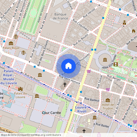 Rue Jean Jacques Rousseau et rue du Pélican 75001 Paris (1er arrondissement)