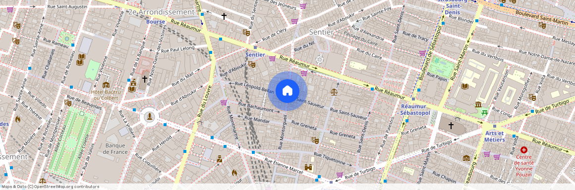 rue des Petits Carreaux entre rue Reaumur et rue Saint-Sauveur 75002 Paris (2e arrondissement)