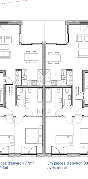 Appartements neufs de 3½ pièces d'environ 77 ou 83 m² comprenant: - Foto 2