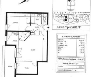 Appartement à louer 2 pièces 54.58m² - Photo 2