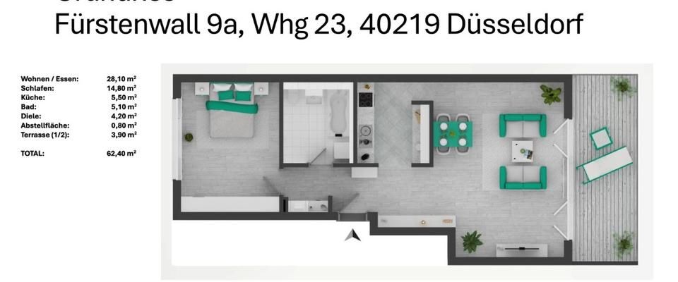 Exklusive Gartenwohnung direkt am Rheinturm - Foto 1