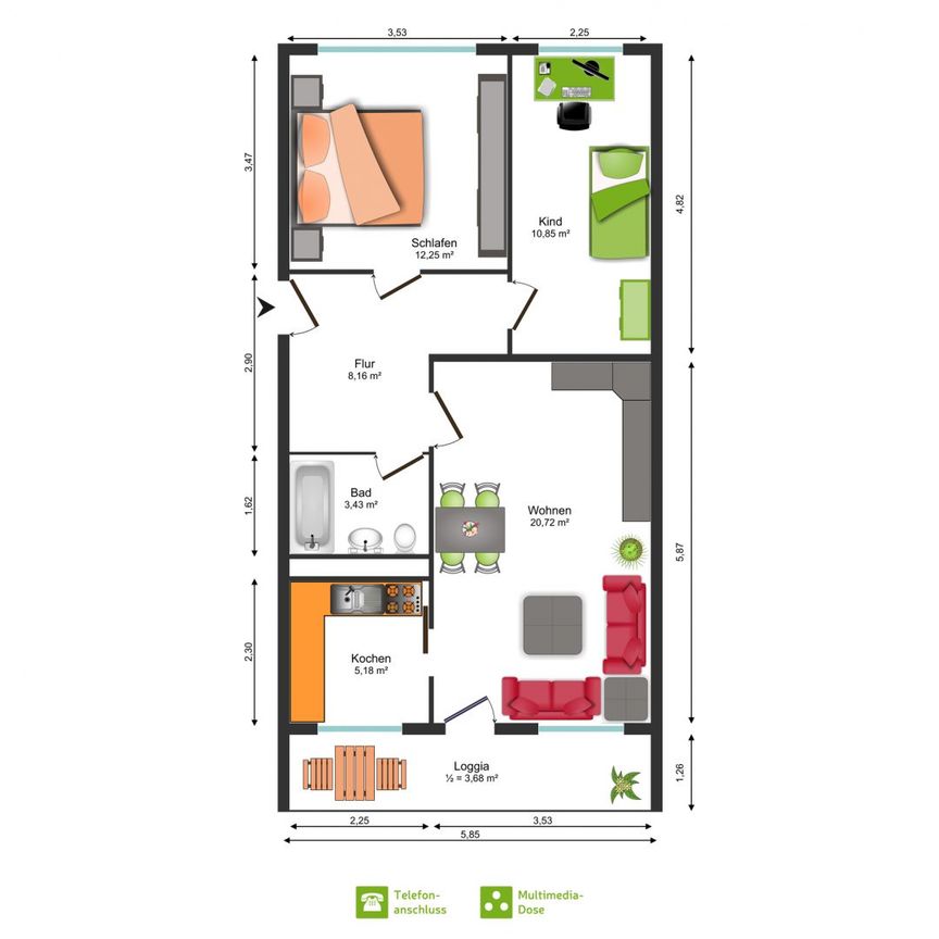 3-Raum-Wohnung mit Balkon und ZMV - Photo 1