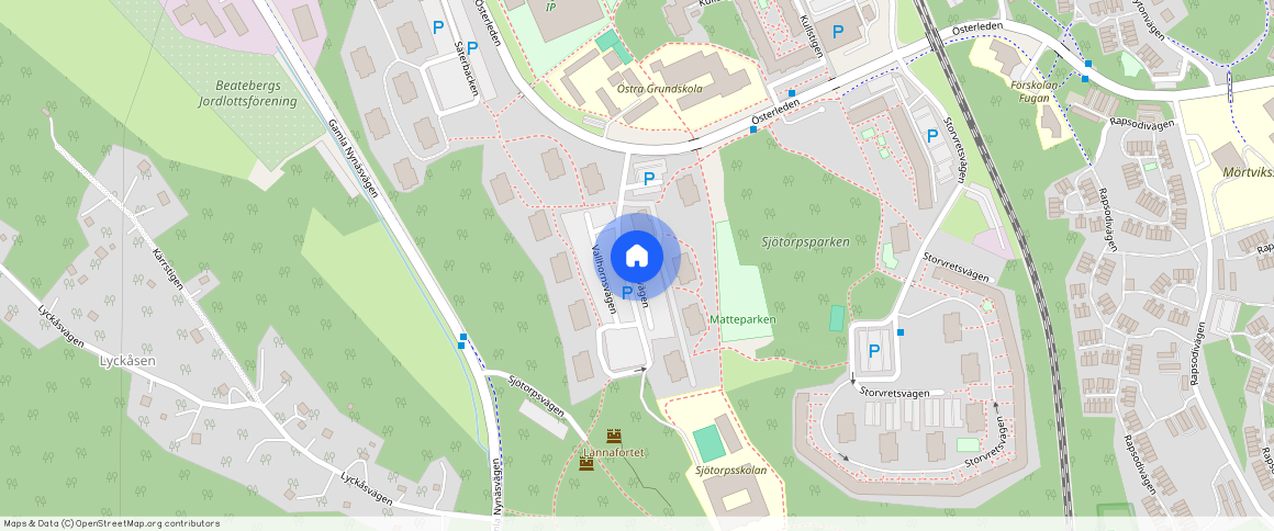 Vallhornsvägen, Skogås