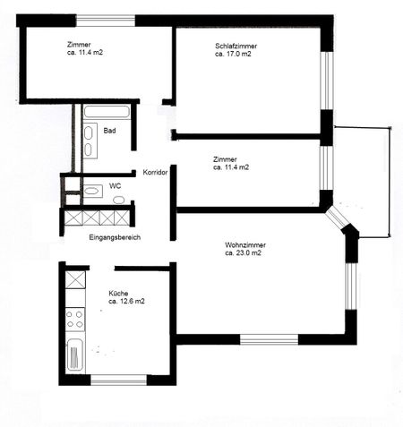 4.5-ZWG on the 1st floor, for rent at 8047 Zurich - Photo 2