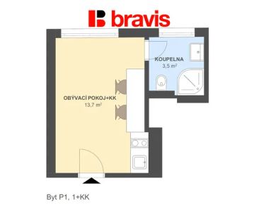 Pronájem bytu 1+kk, Popůvky u Brna, zařízený, sdílená WIFI v ceně - Fotografie 4