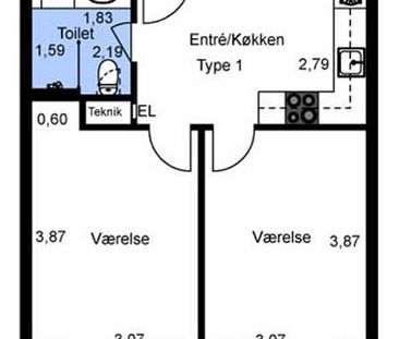 Delevenlig 3 værelses lejlighed med kort afstand til uddannelsesinstitution og indkøb - Foto 1