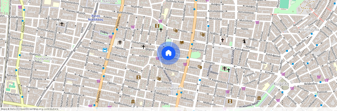 Κύπρου, 41 112 53 Αθήνα, Πλατεία Αμερικής (Λεωφόρος Πατησίων - Λεωφόρος Αχαρνών)