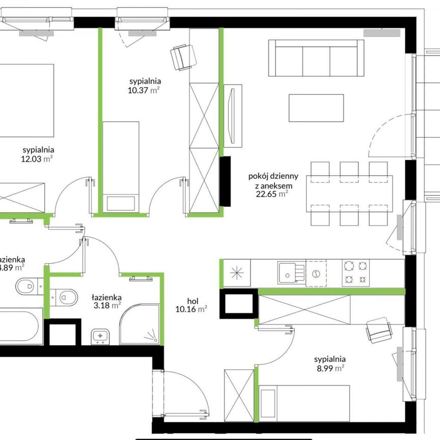 Apartament 4-pokojowy 75 m2 Zielony Natolin - Zdjęcie 1