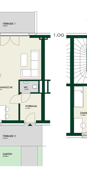 Helle 4-Zimmer-Maisonette mit Terrasse und Gartenfläche - Photo 2