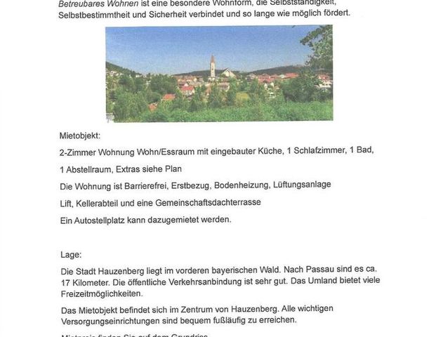 2 Zimmer Whg mit Betreungsmöglichkeit in Kleinstadt im Bay. Wald - Foto 1