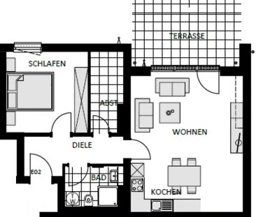 Gemütliche 2-Zimmer-Wohnung im Erdgeschoss mit Einbauküche und Terr... - Photo 4