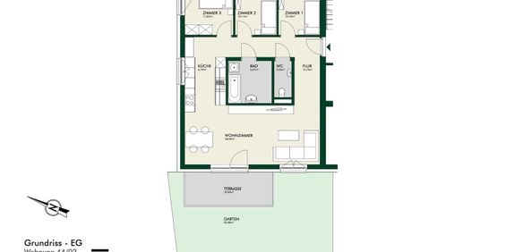 Erstbezug - Sonnige 4-Zimmer-Wohnung im Erdgeschoss mit Terrasse und großem Privatgarten - Foto 3