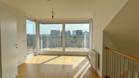 Beeindruckende Architektur! Dachmaisonette mit luftigem Wohnzimmer und Galeriezimmer, sowie mit zwei Terrassen - Blick über den Schweizer Garten! KLIMA vorhanden - Photo 3