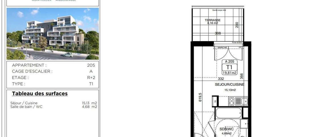 location Appartement T1 DE 19.81m² À MONTPELLER - Photo 1
