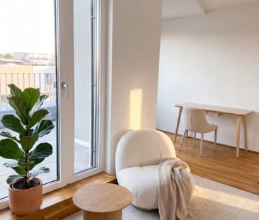 Wohnen, wo Wien durchatmet – außergewöhnliche 3-Zimmer-Terrassenwohnung am Laaerwald mit 52,3 m2 Dachterasse mit Weitblick über Wien - Photo 6