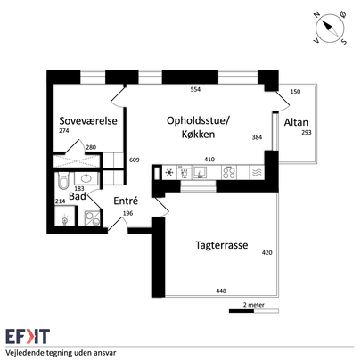 Nyopført 2-værelses penthouse lejlighed med stor tagterrasse - Photo 1
