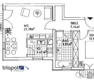 Schöne und ruhig gelegene 2-Zi-Wohnung mit 2 Balkone und Einbauküch... - Foto 3