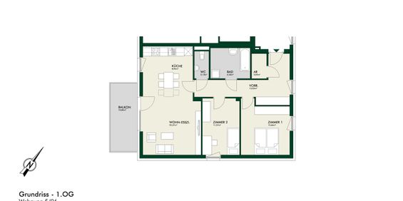 Erstbezug - Sonnige 3-Zimmer-Wohnung im Obergeschoss mit Balkon - Photo 3