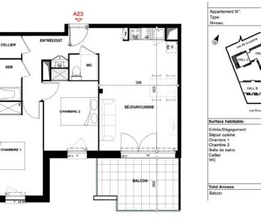 Appartement à louer 3 pièces 62m² - Photo 3