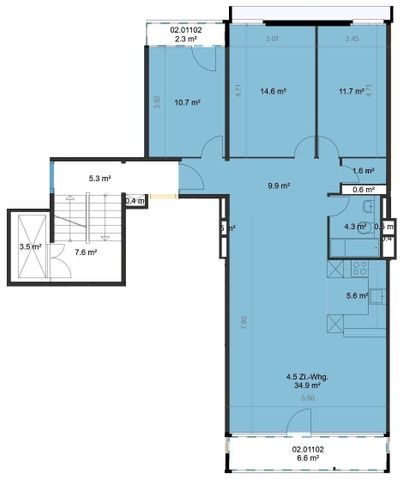 4.5-ZW à 93 m² on the 10th floor - Photo 5